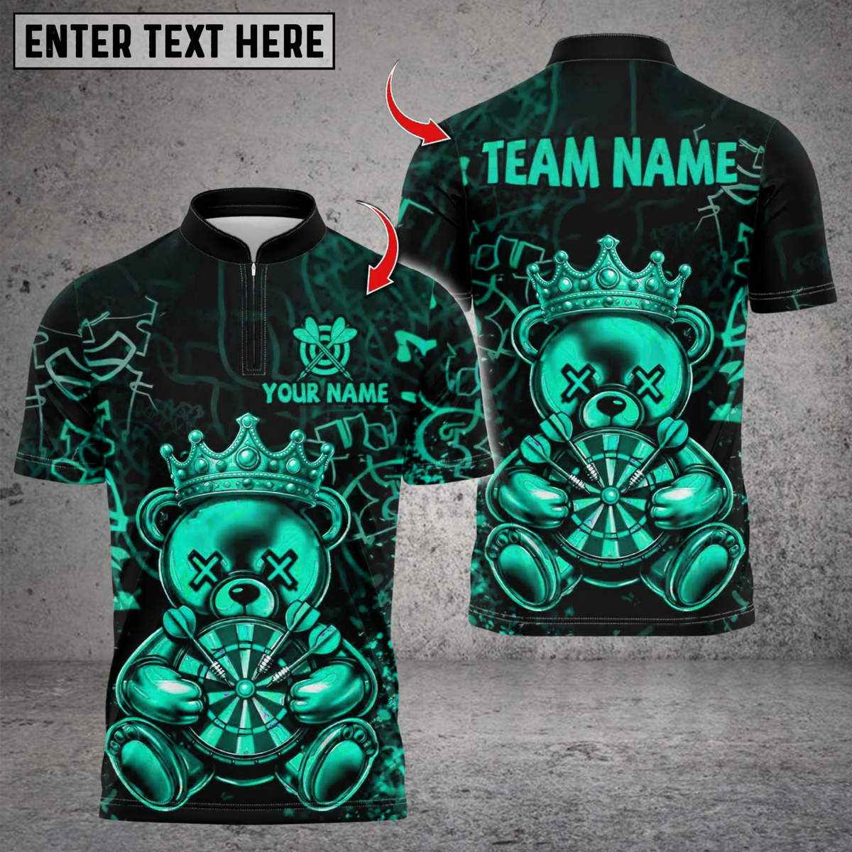 Blisscorners Darts King Bear Dartboard Design Multicolor Customized Name, Team Name 3D Shirts