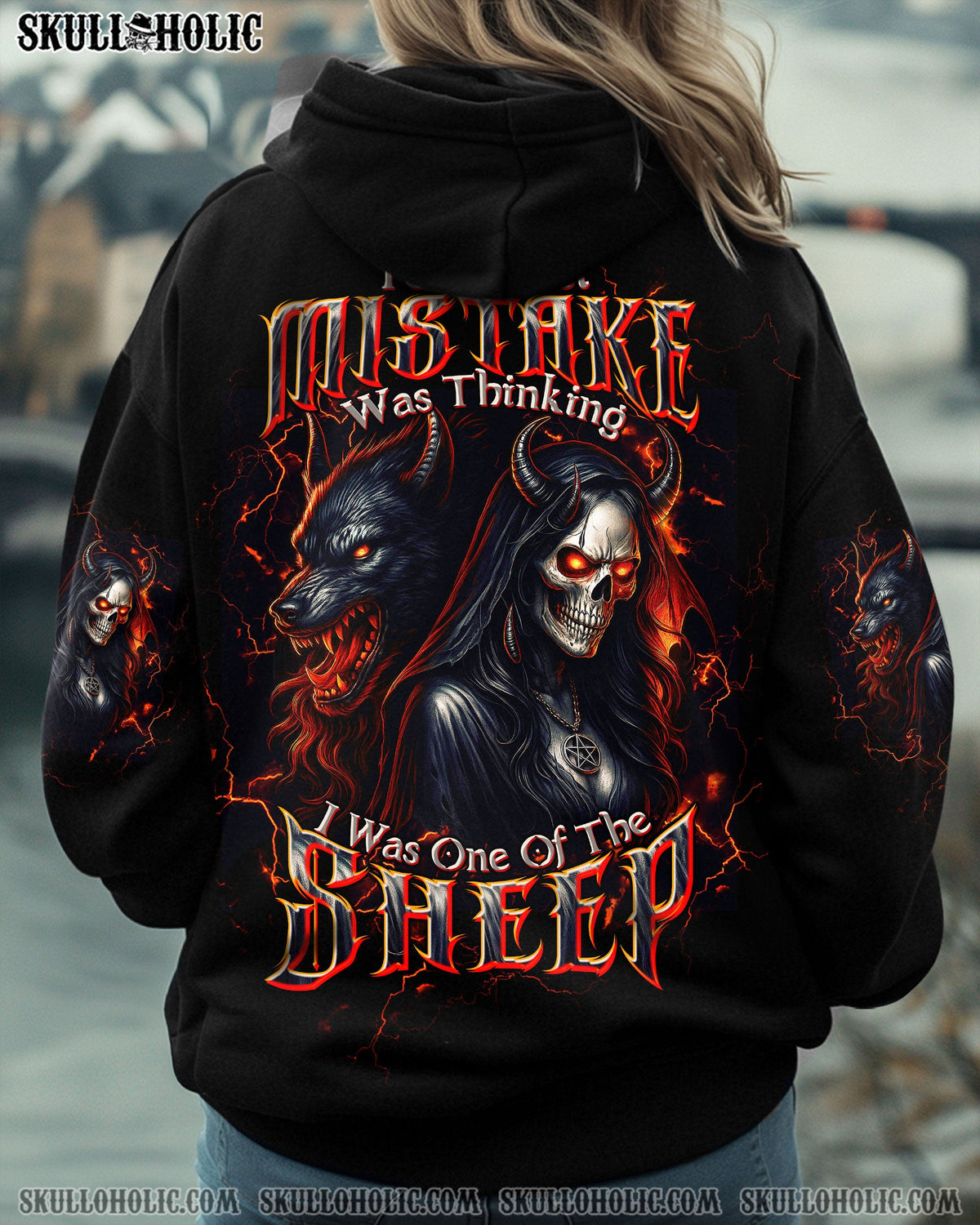 BLISSCORNERS YOUR FIRST MISTAKE WOLF SKULL LADY ALL OVER PRINT