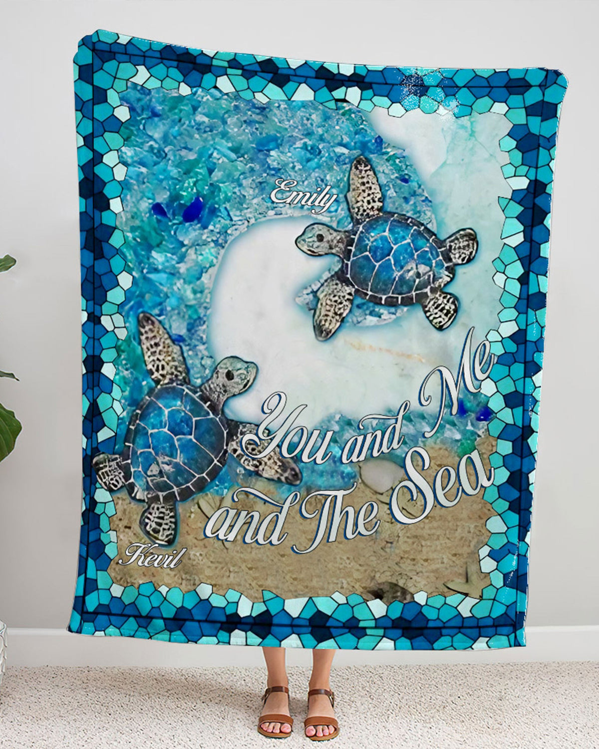 BLISSCORNERS PERSONALIZED YOU AND ME AND THE SEA FLEECE BLANKET