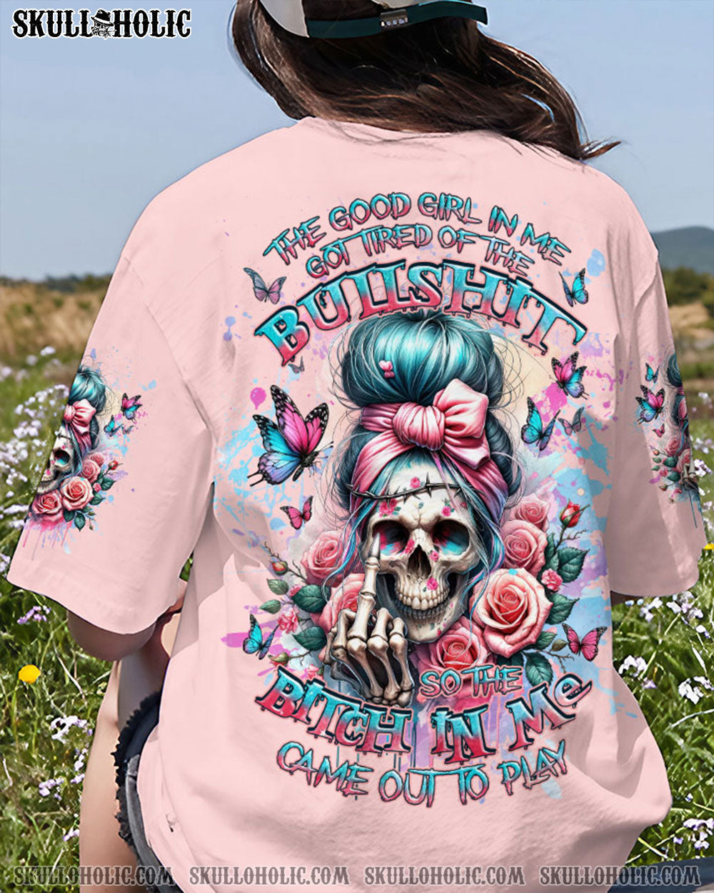 BLISSCORNERS MY GIVE A F MESSY BUN SKULL ALL OVER PRINT