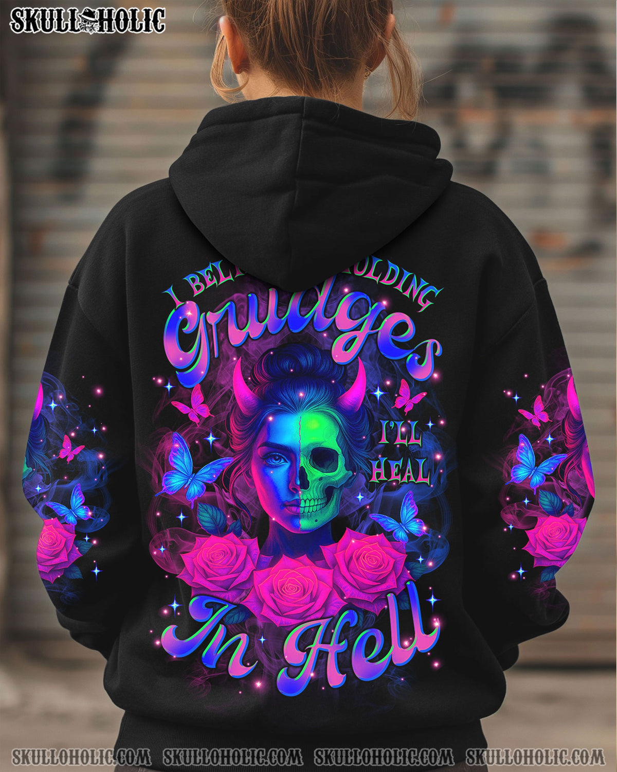 BLISSCORNERS I'LL HEAL IN HELL SKULL LADY ALL OVER PRINT