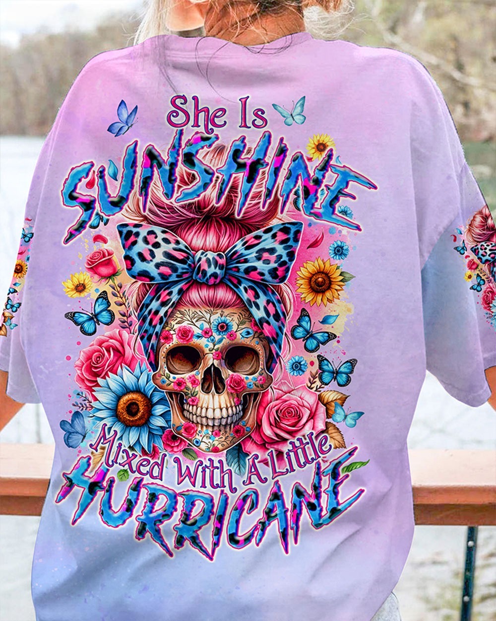 BLISSCORNERS ROCKING THIS MOM LIFE MESSY BUN SKULL ALL OVER PRINT