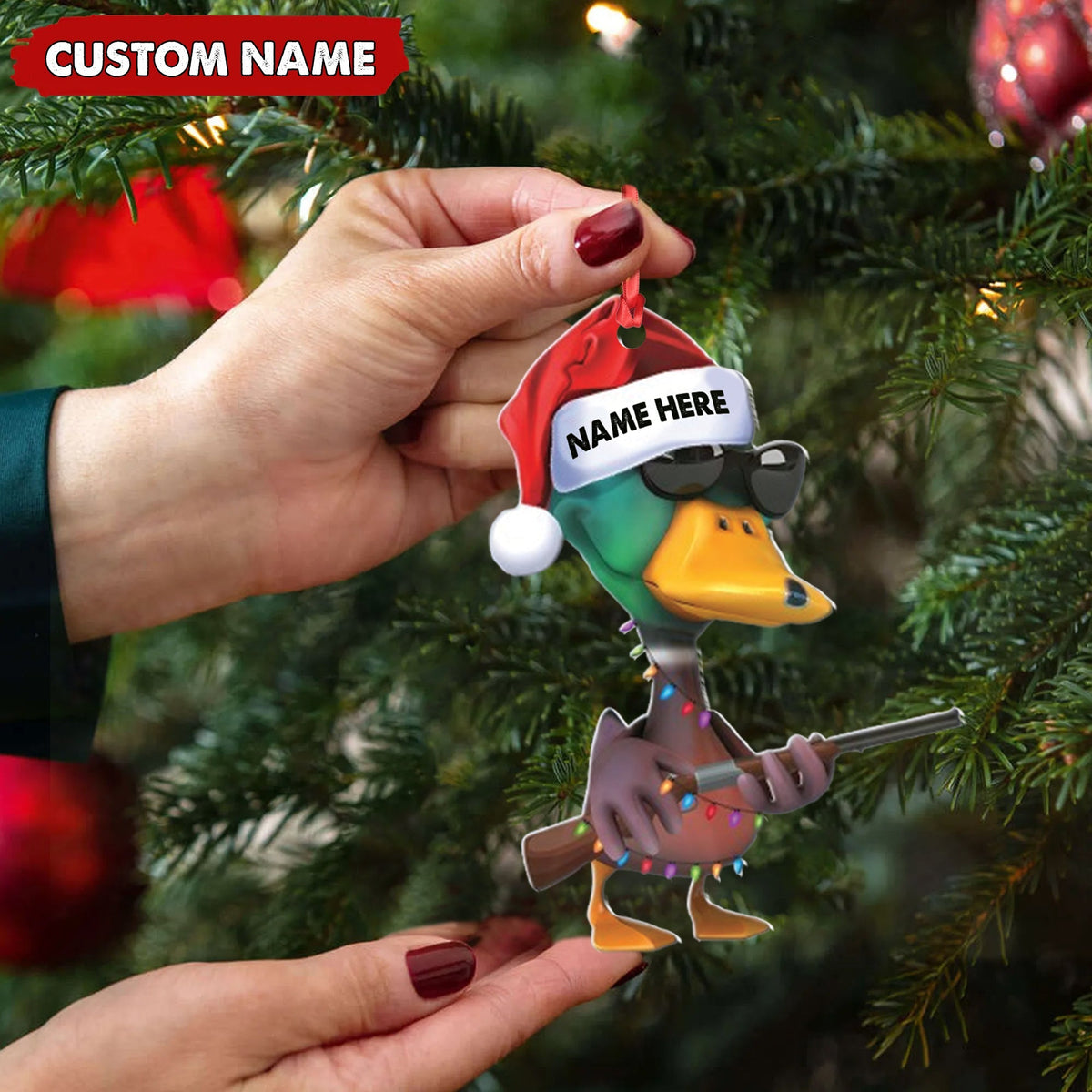 Blisscorners Personalized Funny Duck Hunting Acrylic Christmas Ornament Custom Gift for Hunters & Outdoor Lovers LM0110