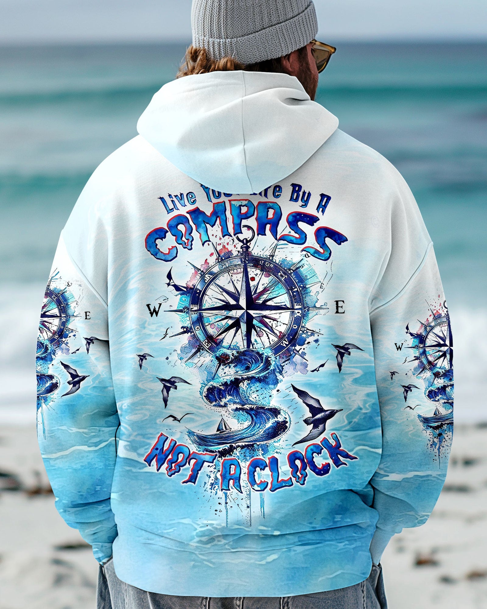 BLISSCORNERS LIVE YOUR LIFE BY A COMPASS WAVES ALL OVER PRINT