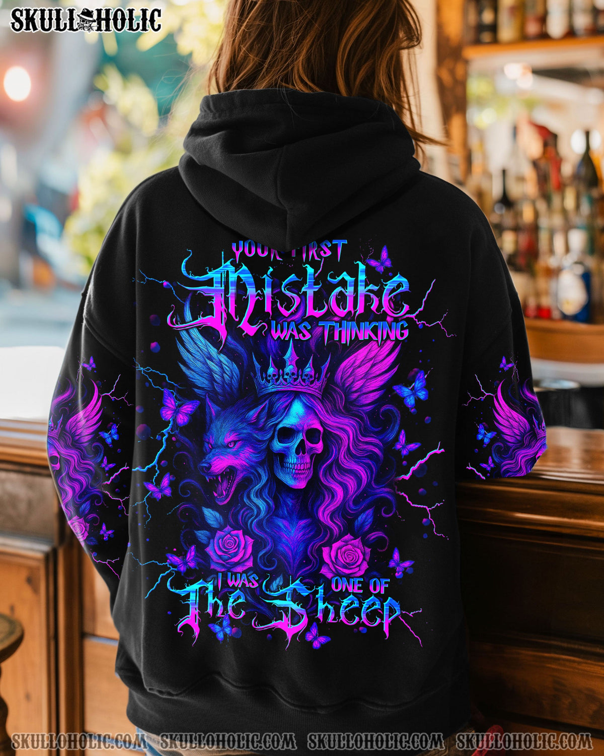 BLISSCORNERS YOUR FIRST MISTAKE WOLF SKULL LADY ALL OVER PRINT