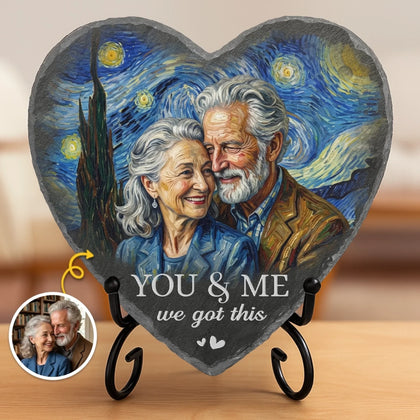 Custom Photo Heart Shaped Stone With Stand - Personalized Anniversary Wedding Gifts For Husband And Wife, Him And Her - Our Love, A Timeless Masterpiece