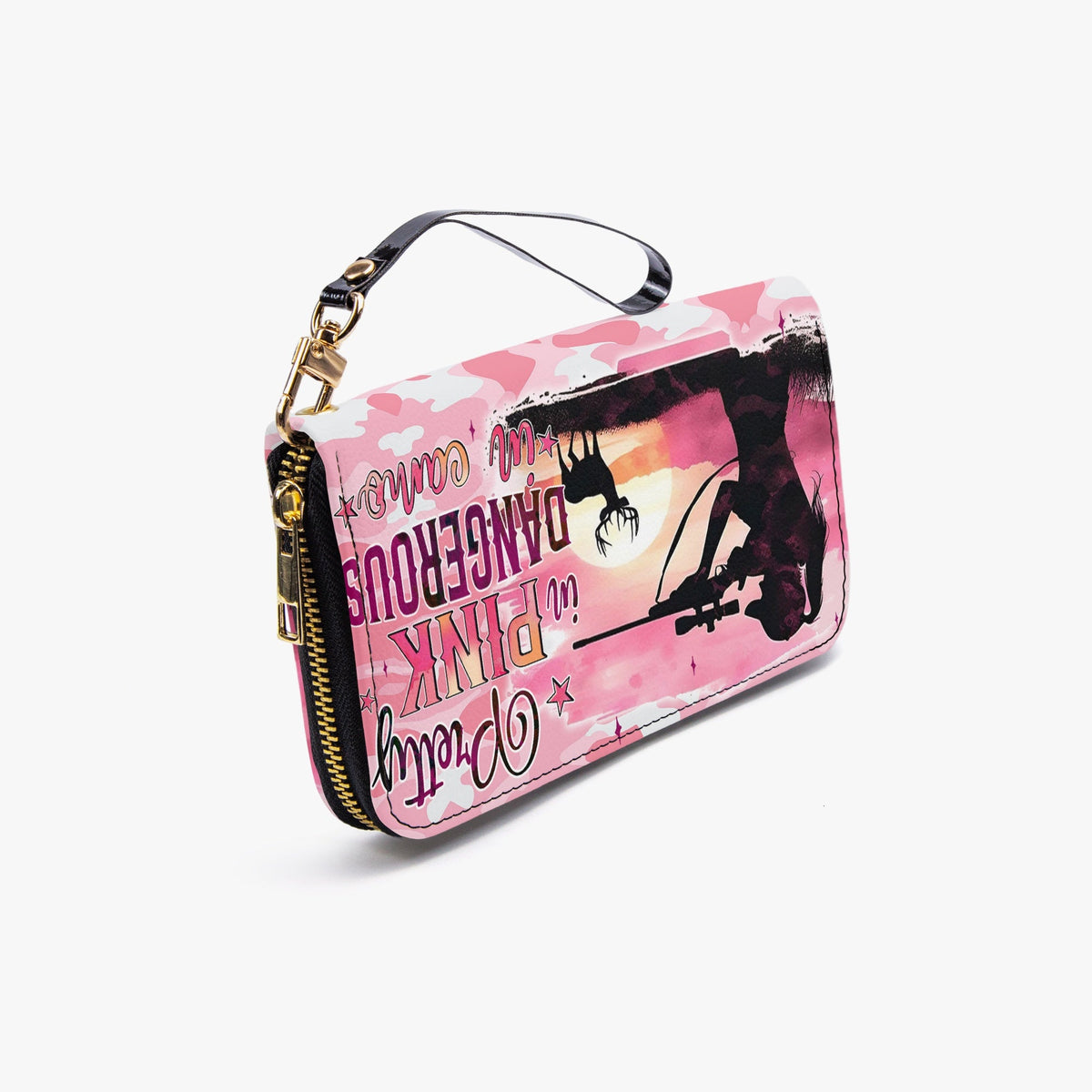 BLISSCORNERS PRETTY IN PINK HUNTING  ZIPPER LEATHER WALLET