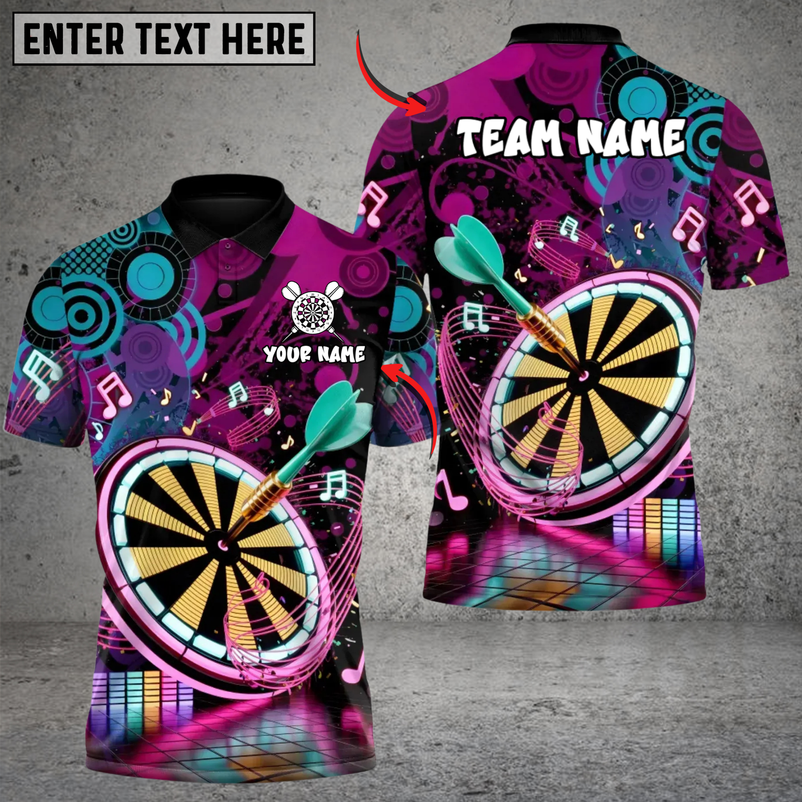 Blisscorners Darts Neon EDM Music Darts Blast Multicolor Customized Name Team Name 3D Shirts
