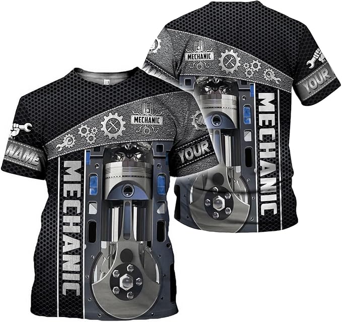 Blisscorners Custom Name Mechanic Shirt Mechanic Engine Unisex Printed T Shirt
