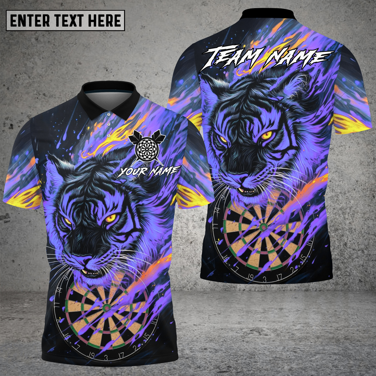 Blisscorners Tiger Dart Shirt Neon Wildfire Style Multioptions Personalized Name, Team Name Unisex 3D Shirt (4 Colors)