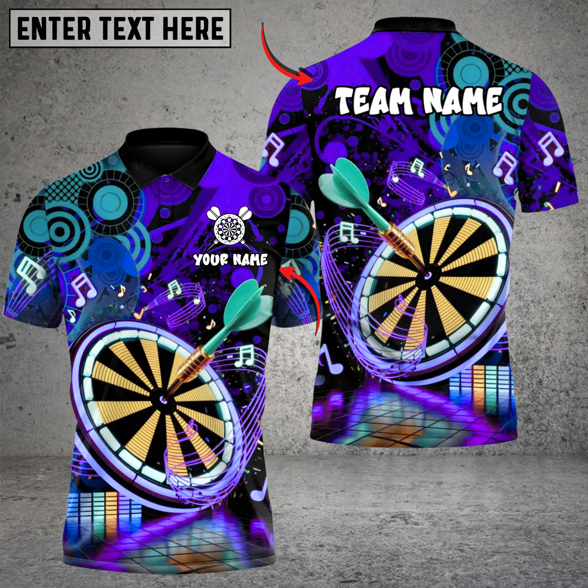 Blisscorners Darts Neon EDM Music Darts Blast Multicolor Customized Name Team Name 3D Shirts