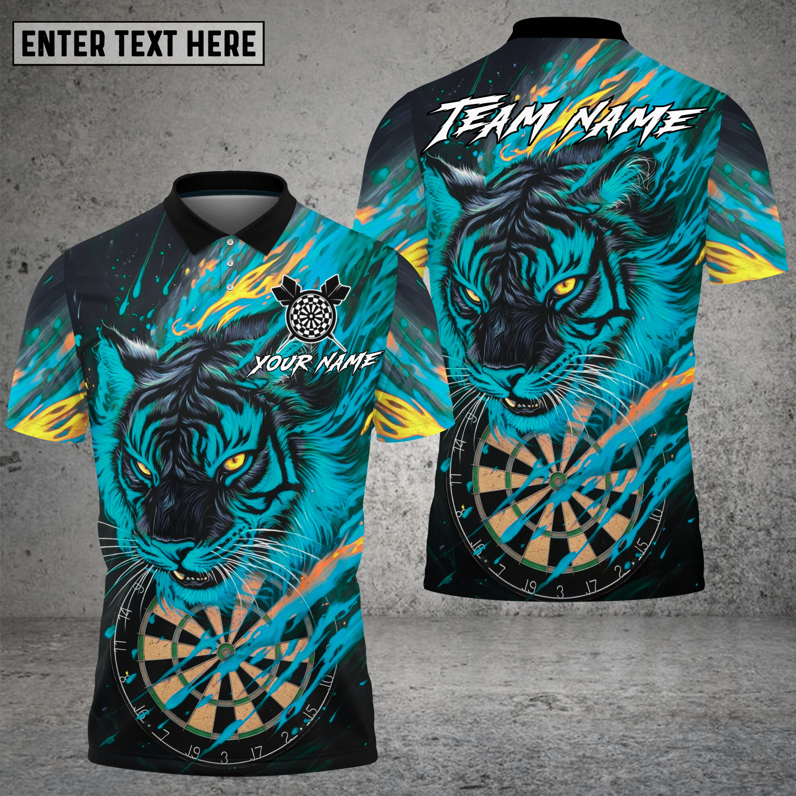 Blisscorners Tiger Dart Shirt Neon Wildfire Style Multioptions Personalized Name, Team Name Unisex 3D Shirt (4 Colors)