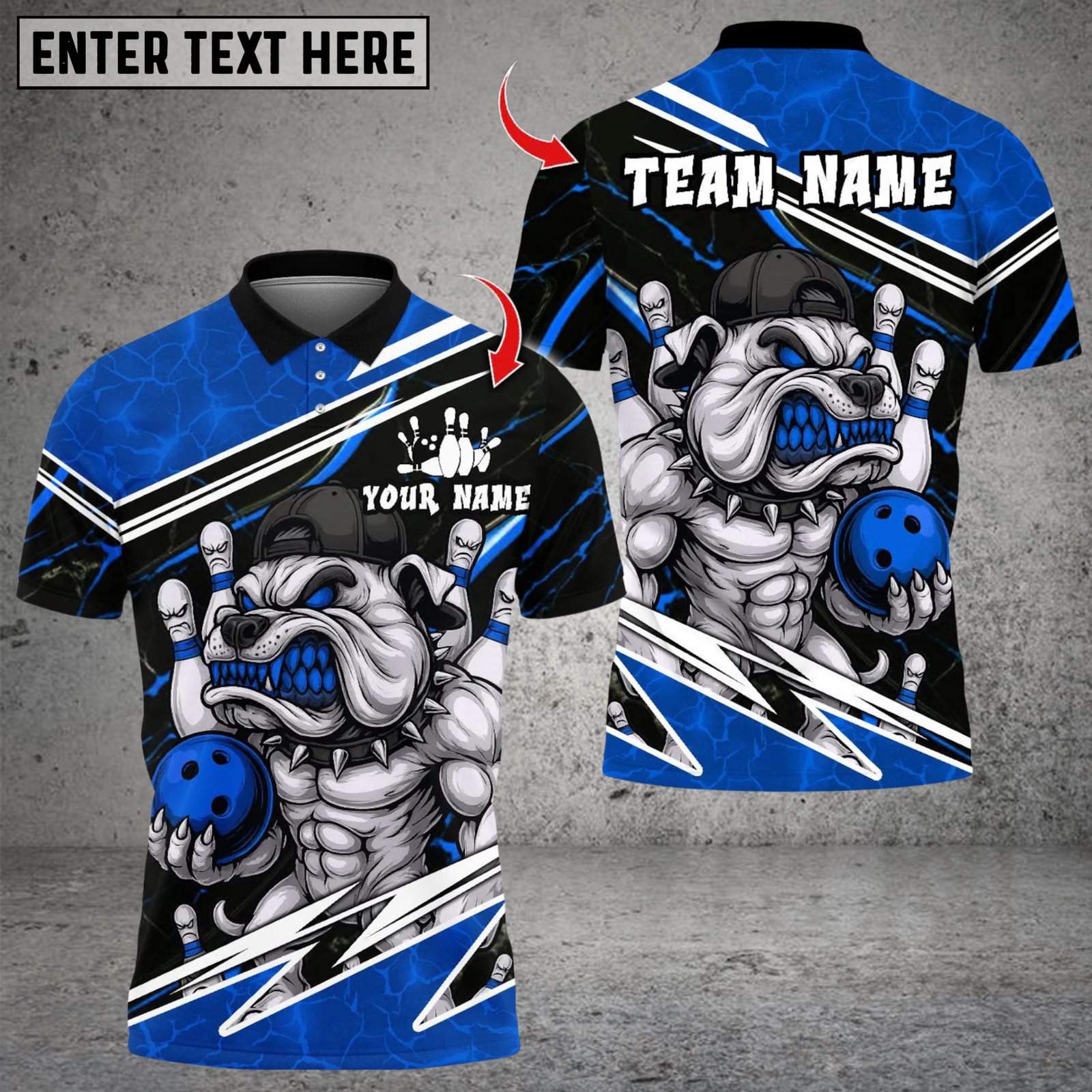Blisscorners Bowling Angry Muscle Dog Multicolor Customized Name, Team Name 3D Shirts