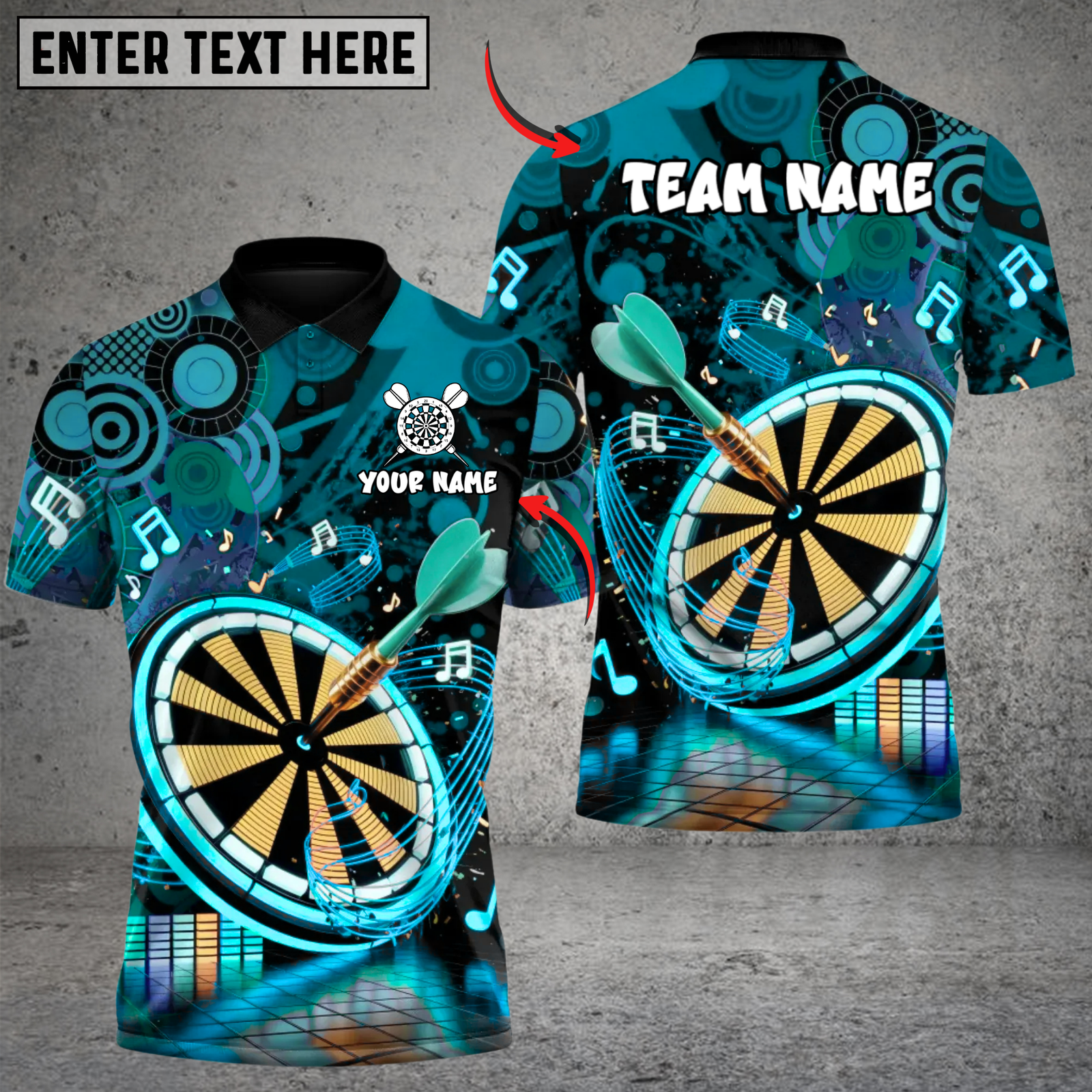 Blisscorners Darts Neon EDM Music Darts Blast Multicolor Customized Name Team Name 3D Shirts