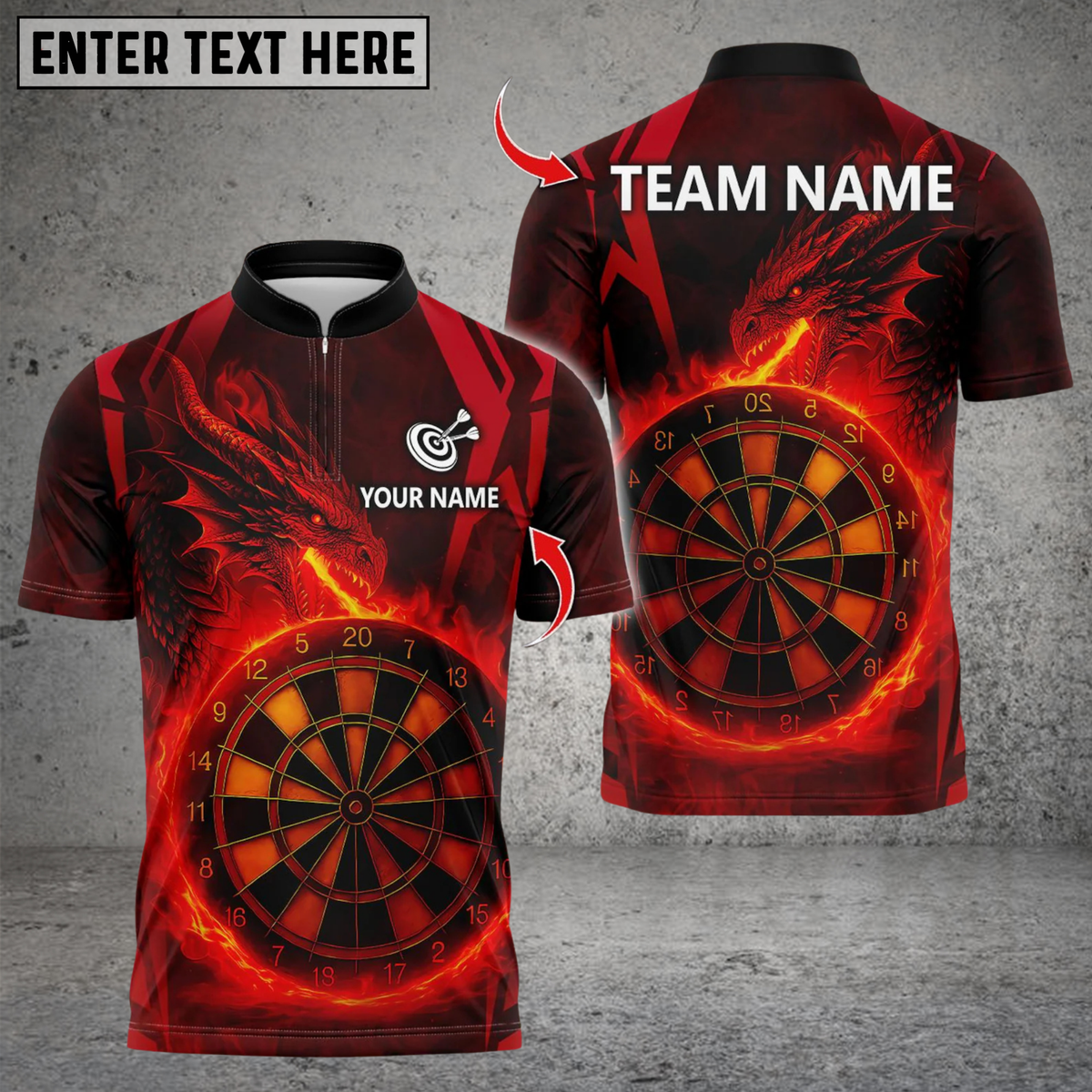Blisscorners Darts Dragon Fire Flame Personalized Name 3D Unisex Shirt