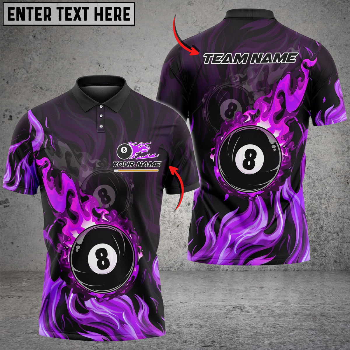 Blisscorners Billiards 8 Ball Double Fire Multicolor Customized Name, Team Name 3D Shirt
