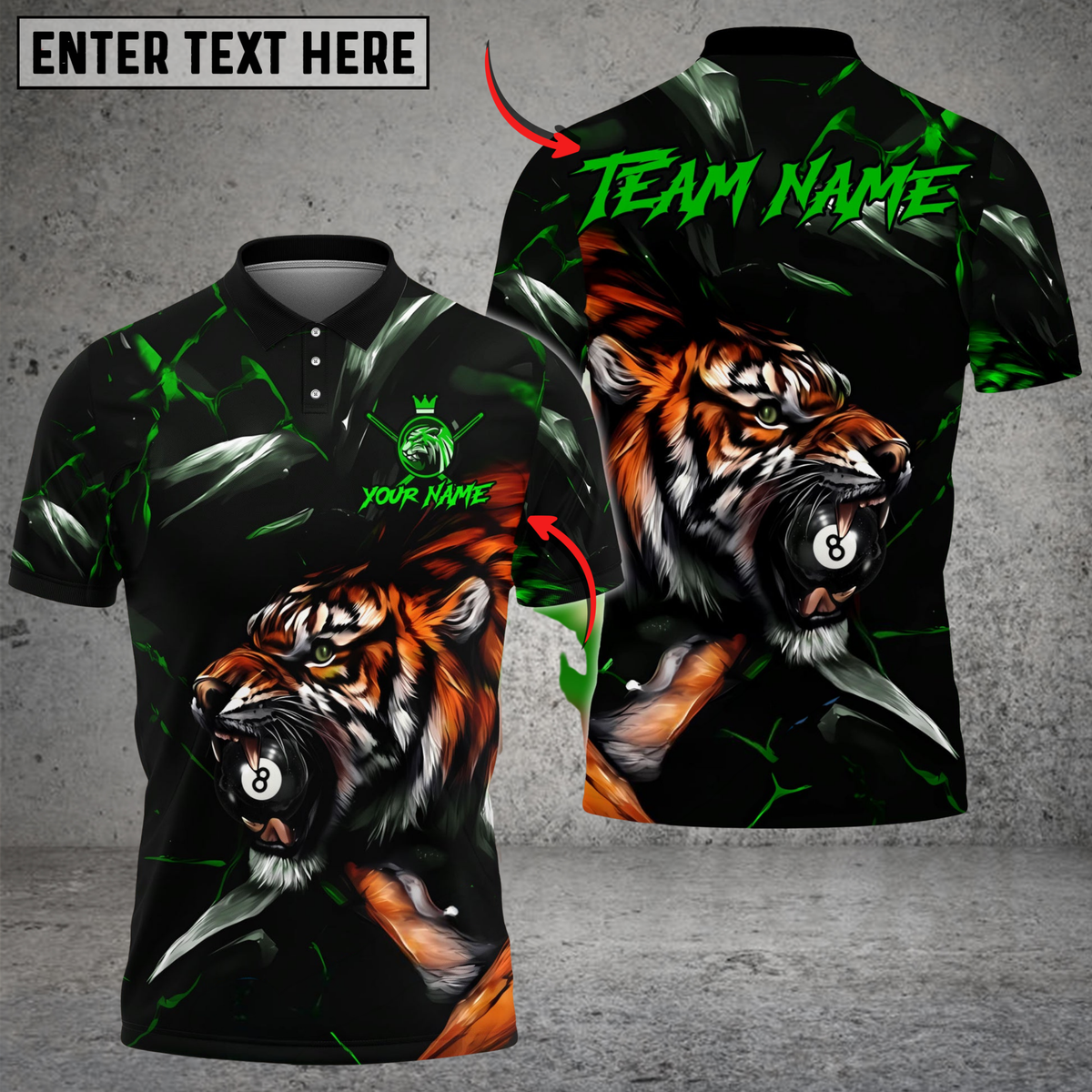 Blisscorners Billiards 8 Ball Tiger King Customized Name, Team Name 3D Shirt (6 Colors)