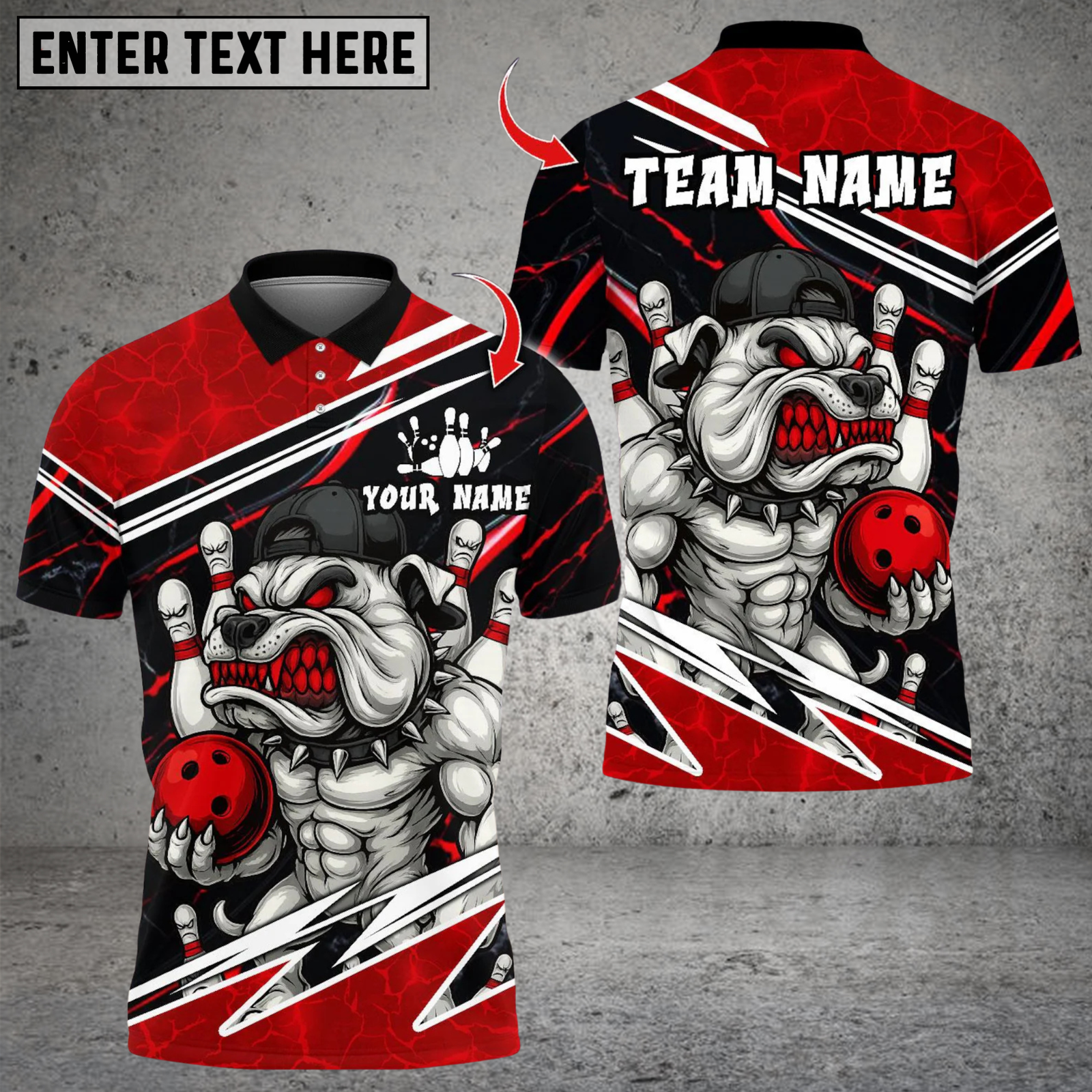 Blisscorners Bowling Angry Muscle Dog Multicolor Customized Name, Team Name 3D Shirts
