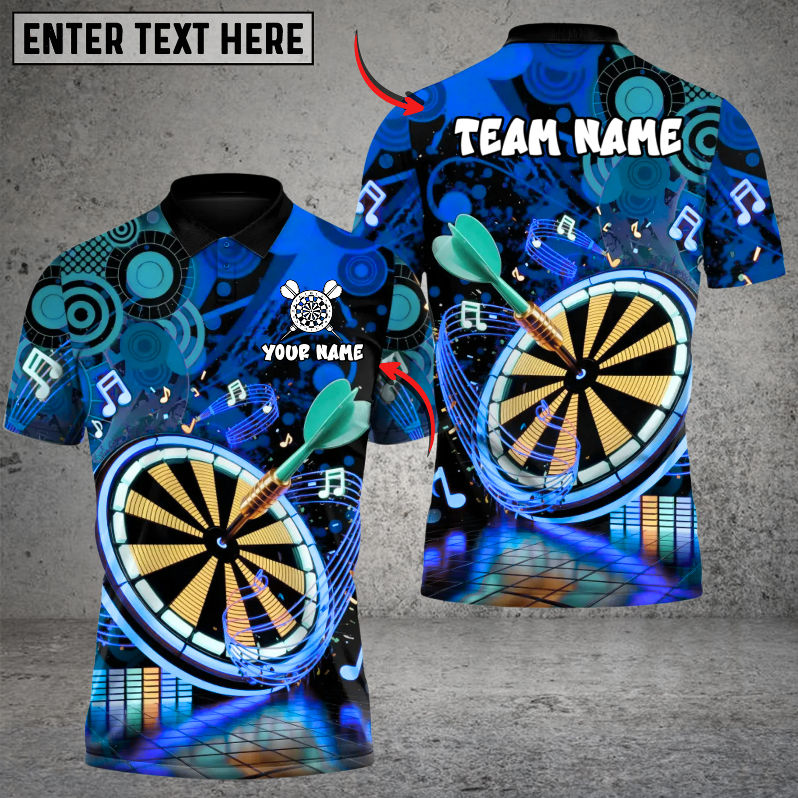 Blisscorners Darts Neon EDM Music Darts Blast Multicolor Customized Name Team Name 3D Shirts