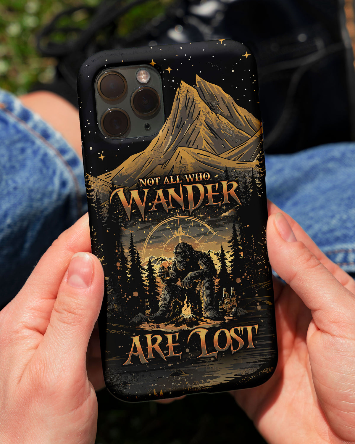 BLISSCORNERS NOT ALL WHO WANDER ARE LOST BIGFOOT COMPASS PHONE CASE