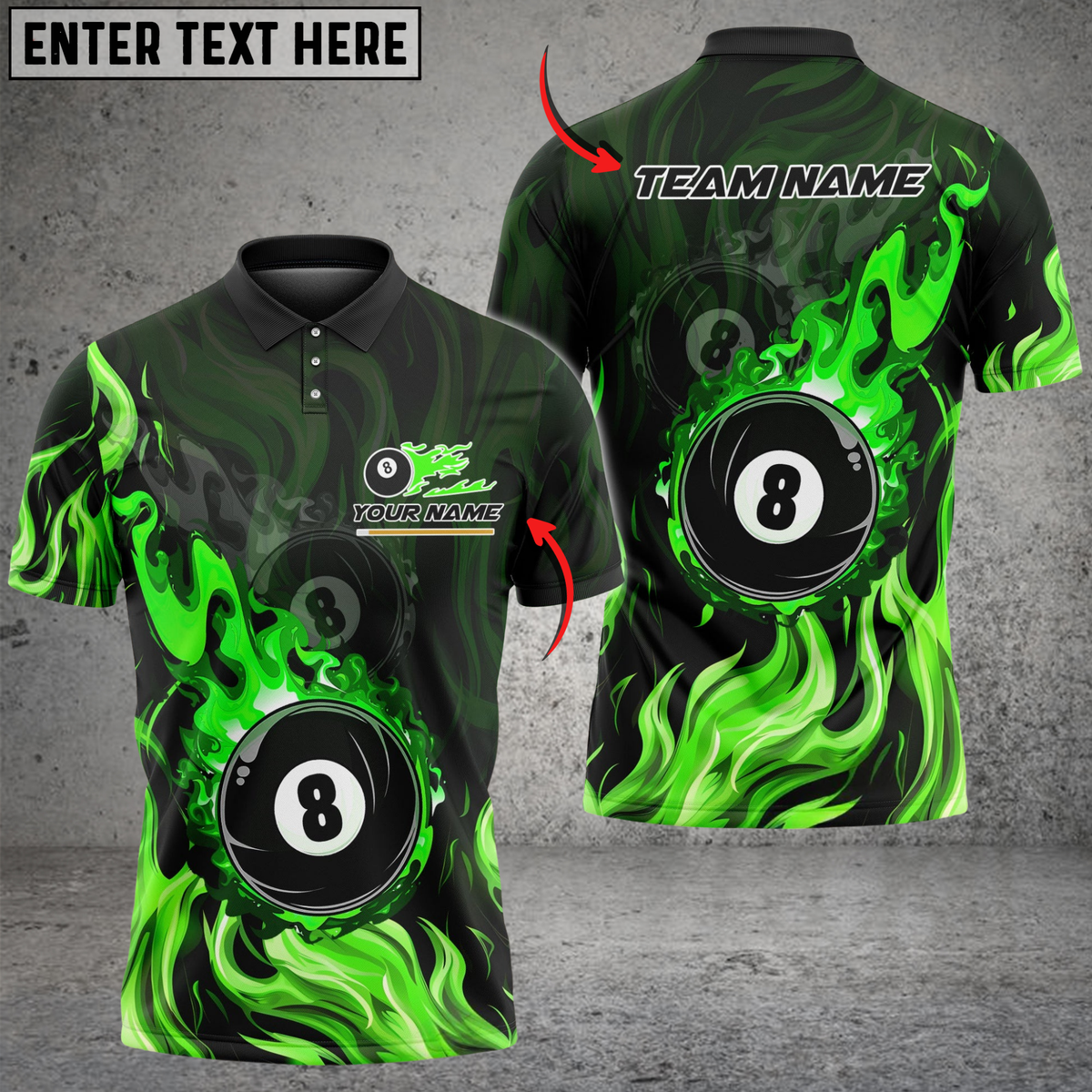 Blisscorners Billiards 8 Ball Double Fire Multicolor Customized Name, Team Name 3D Shirt
