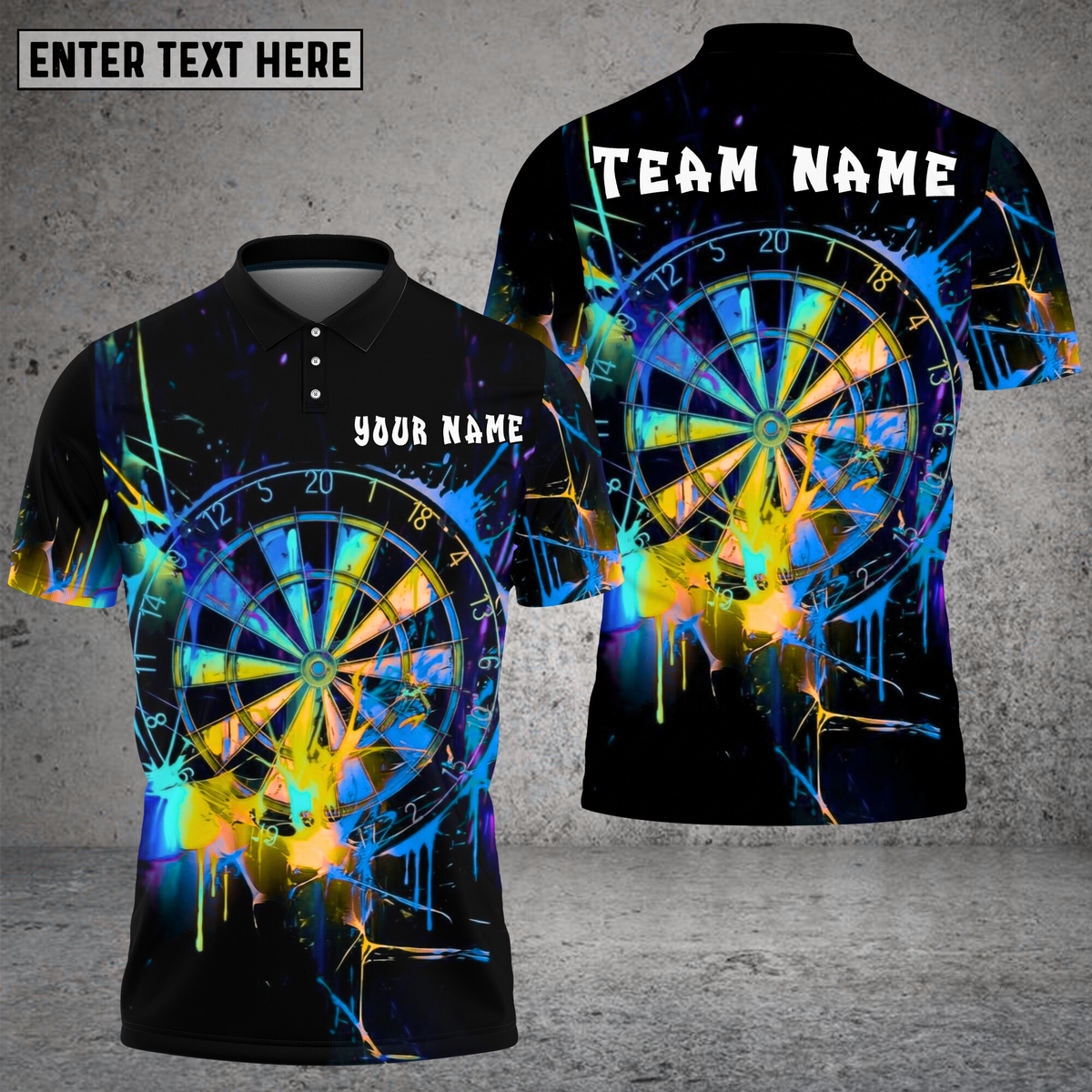 Blisscorners Dart Shirt Neon Splash Impact Style Multioptions Personalized Name, Team Name Unisex 3D Shirt (4 Colors)