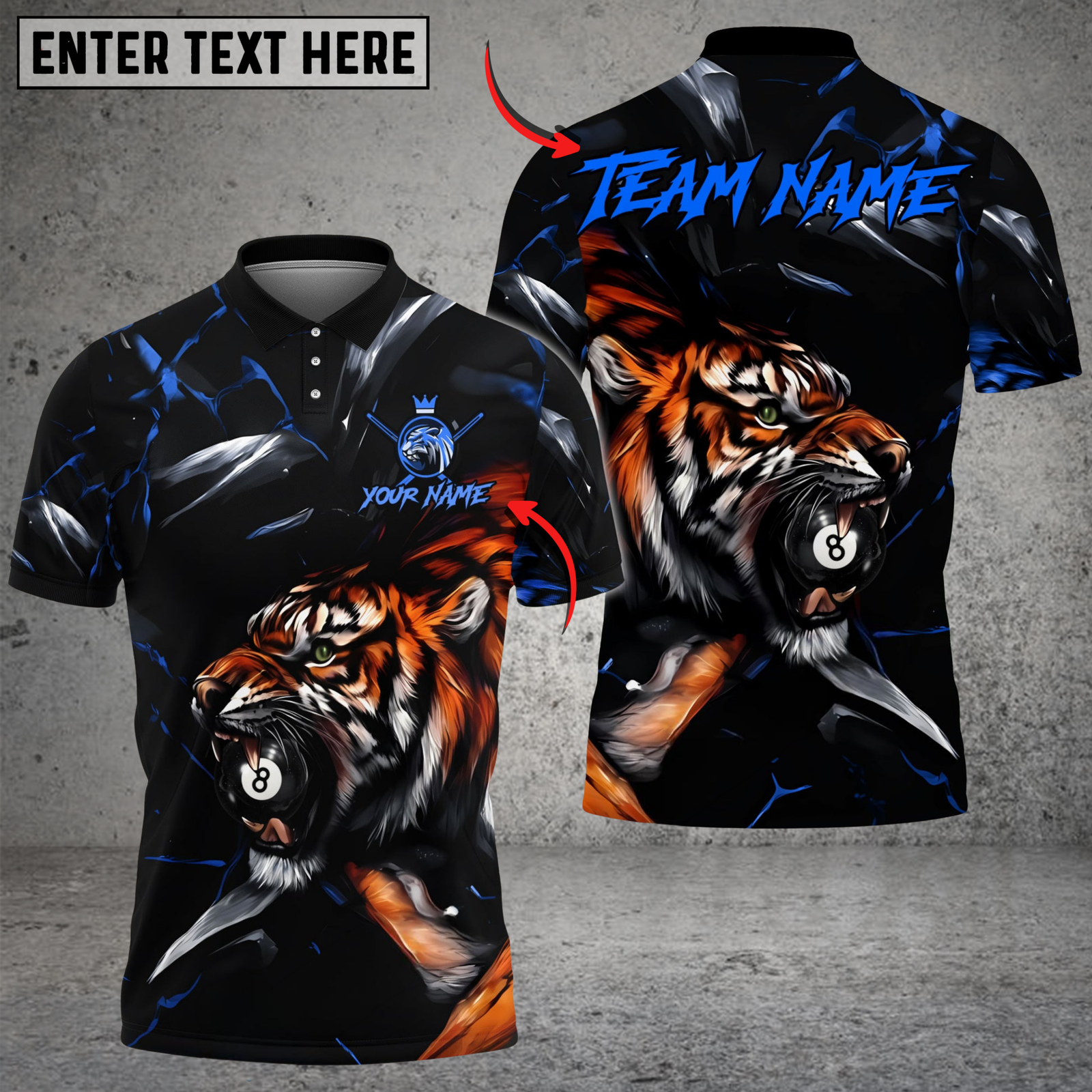 Blisscorners Billiards 8 Ball Tiger King Customized Name, Team Name 3D Shirt (6 Colors)
