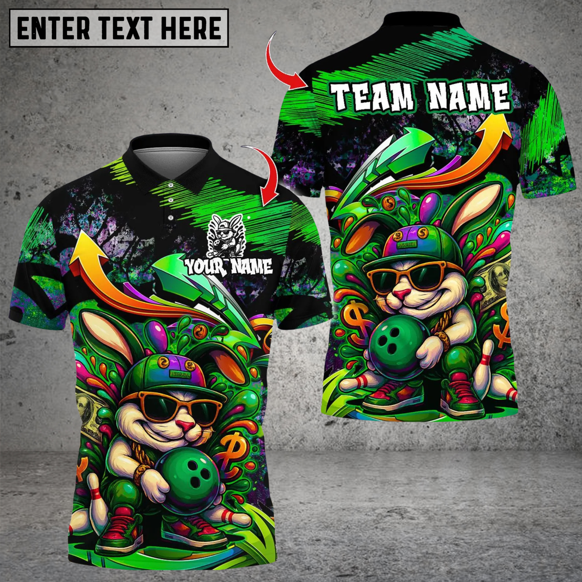 Blisscorners Bowling Rich Gangster Urban Rabbit Multicolor Customized Name, Team Name 3D Shirts