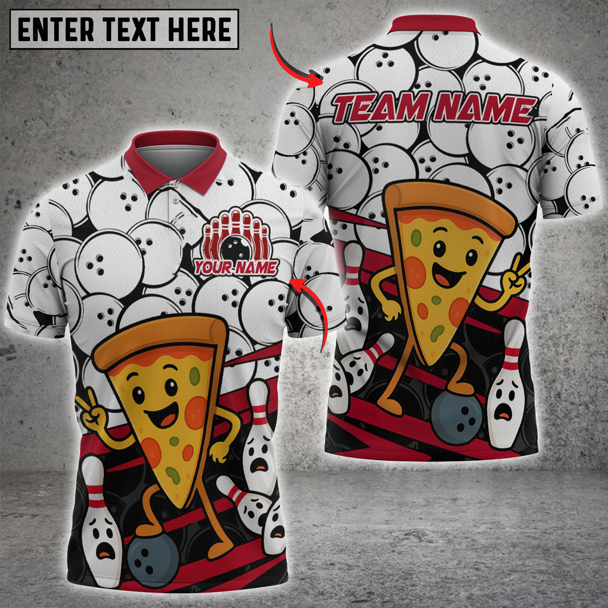 Blisscorners Bowling Pizza Cartoon Personalized Name 3D Unisex Shirt