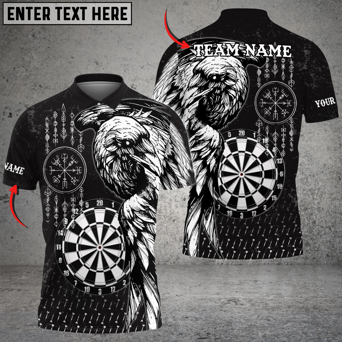 Blisscorners Darts Viking Raven Multicolor Customized Name, Team Name 3D Shirts