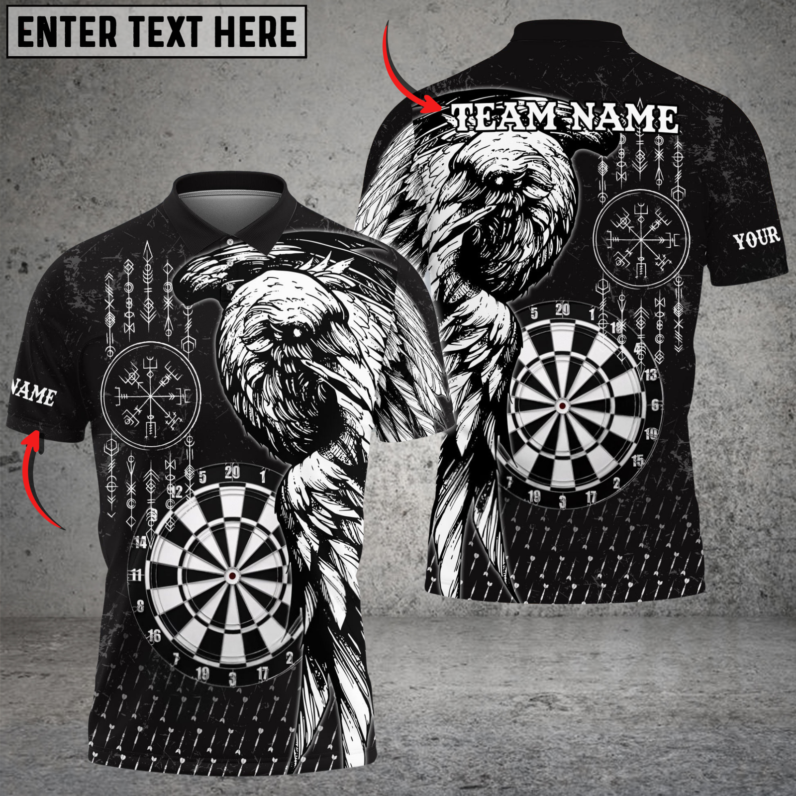 Blisscorners Darts Viking Raven Multicolor Customized Name, Team Name 3D Shirts