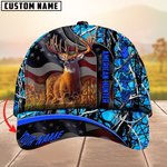 Blisscorners Best USA Flag Pattern Deer Hunting Camouflage Multicolor Personalized Name 3D Cap
