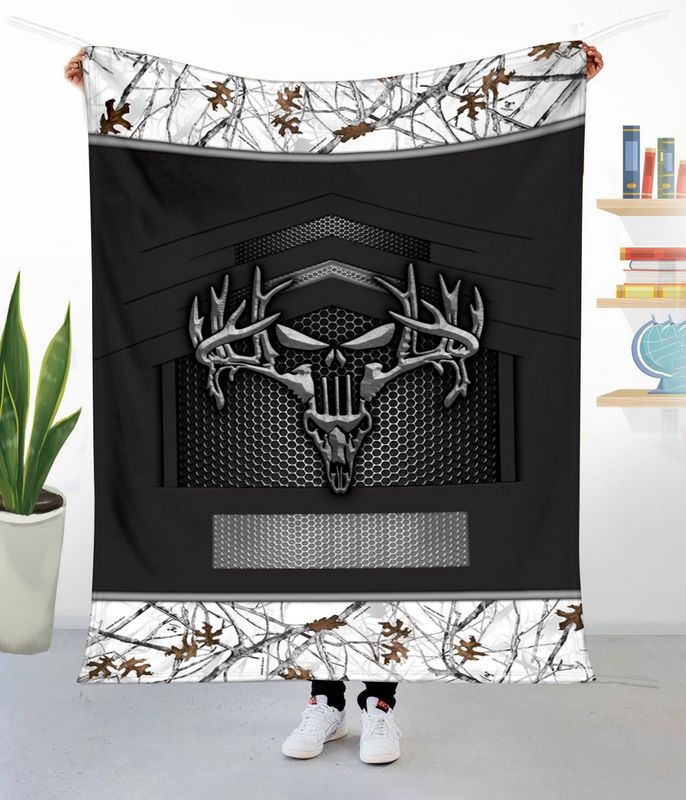 Blisscorners Deer Hunting Camo Punisher Skull Personalized - Blanket