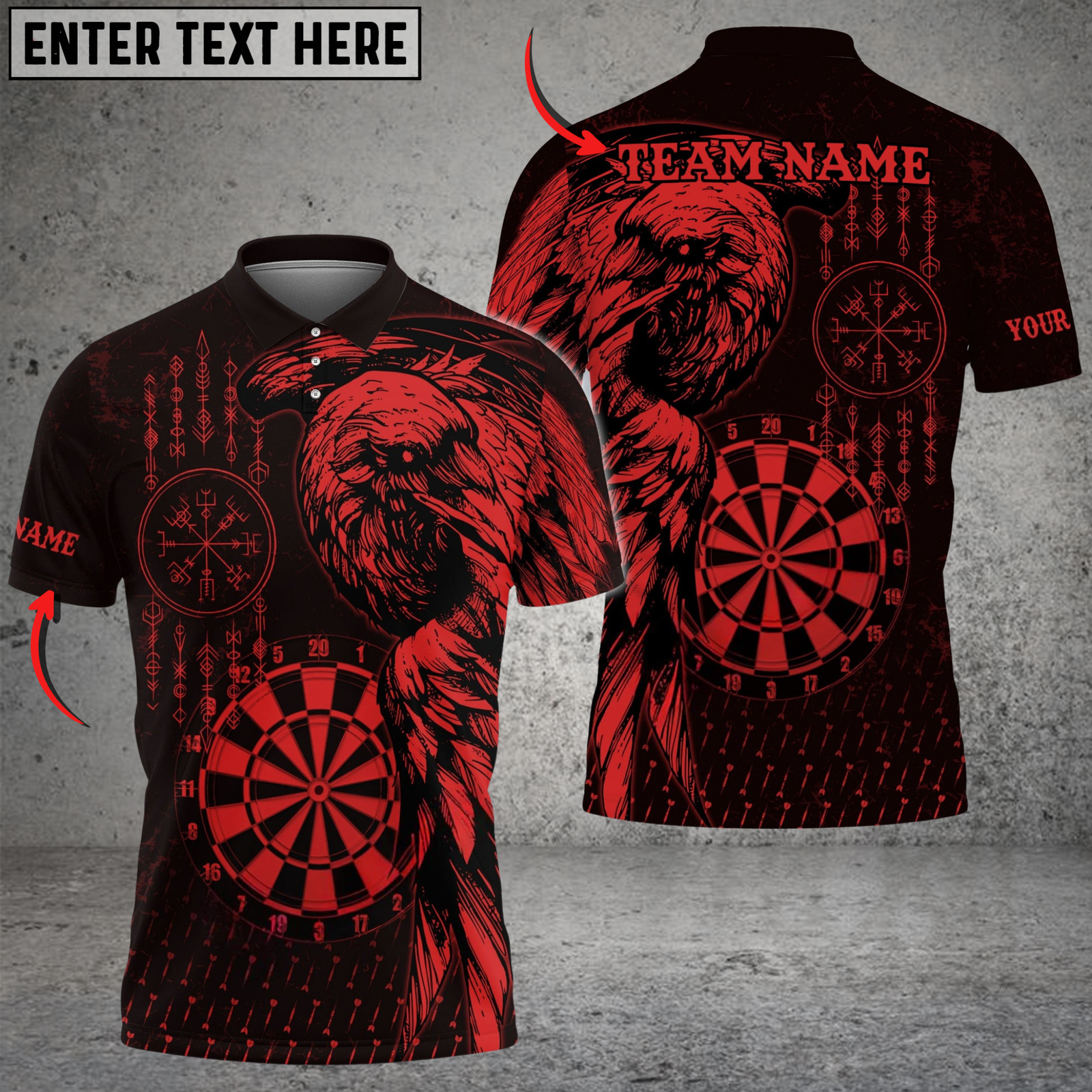 Blisscorners Darts Viking Raven Multicolor Customized Name, Team Name 3D Shirts