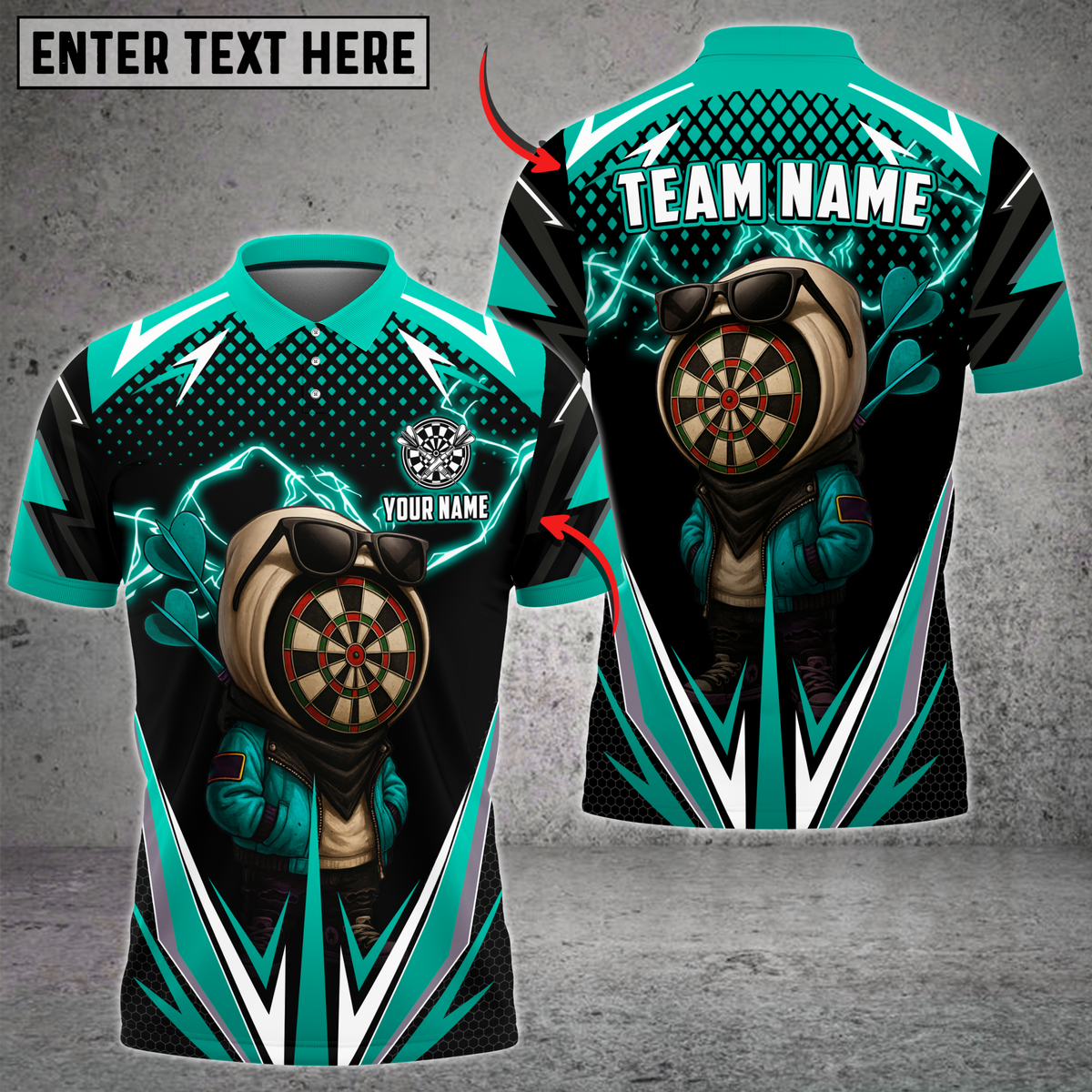 Blisscorners Darts Lightning Dartboard Character Multicolor Customized Name, Team Name 3D Shirts
