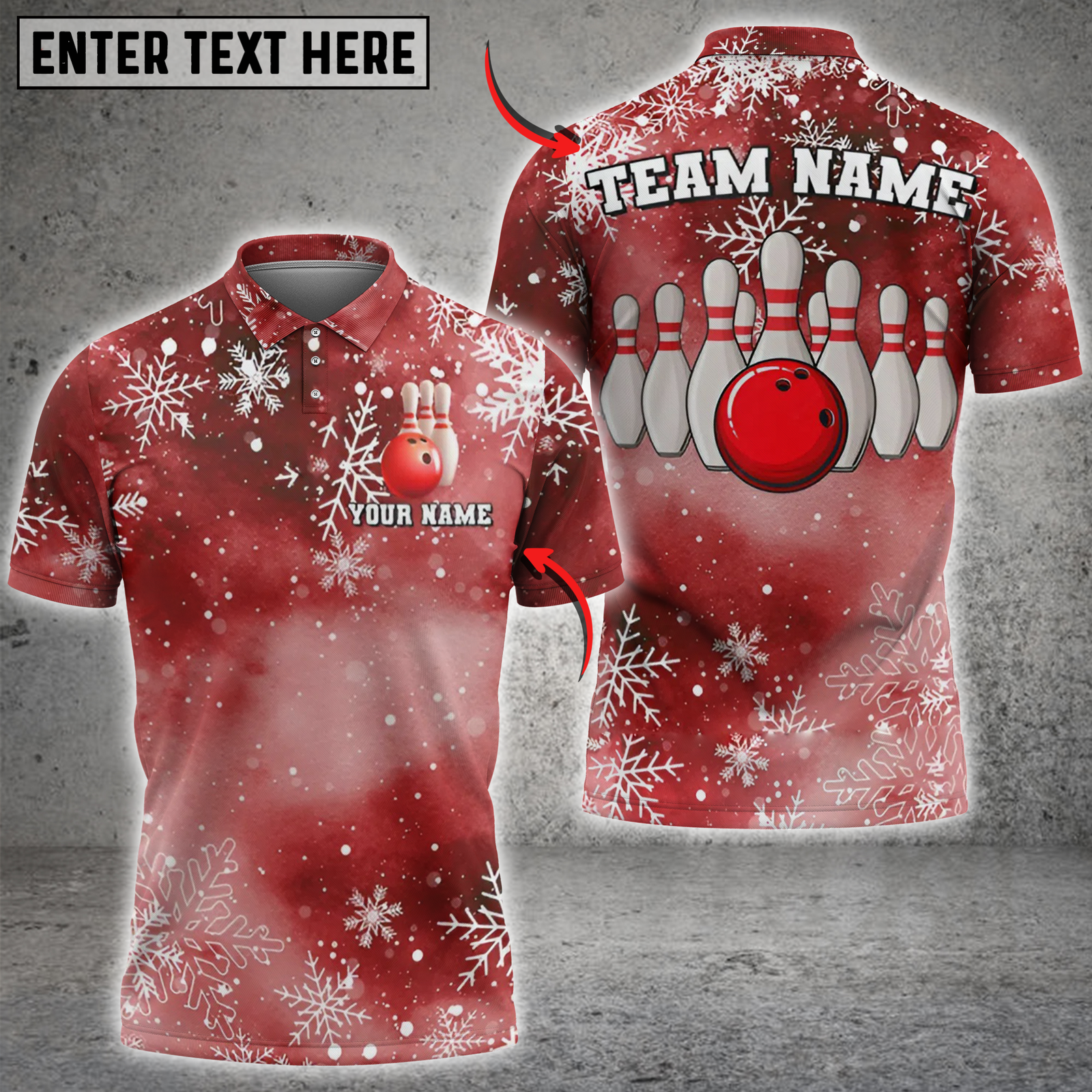 Blisscorners Bowling Snowflake Winter Xmas Multicolor Customized Name, Team Name 3D Shirts