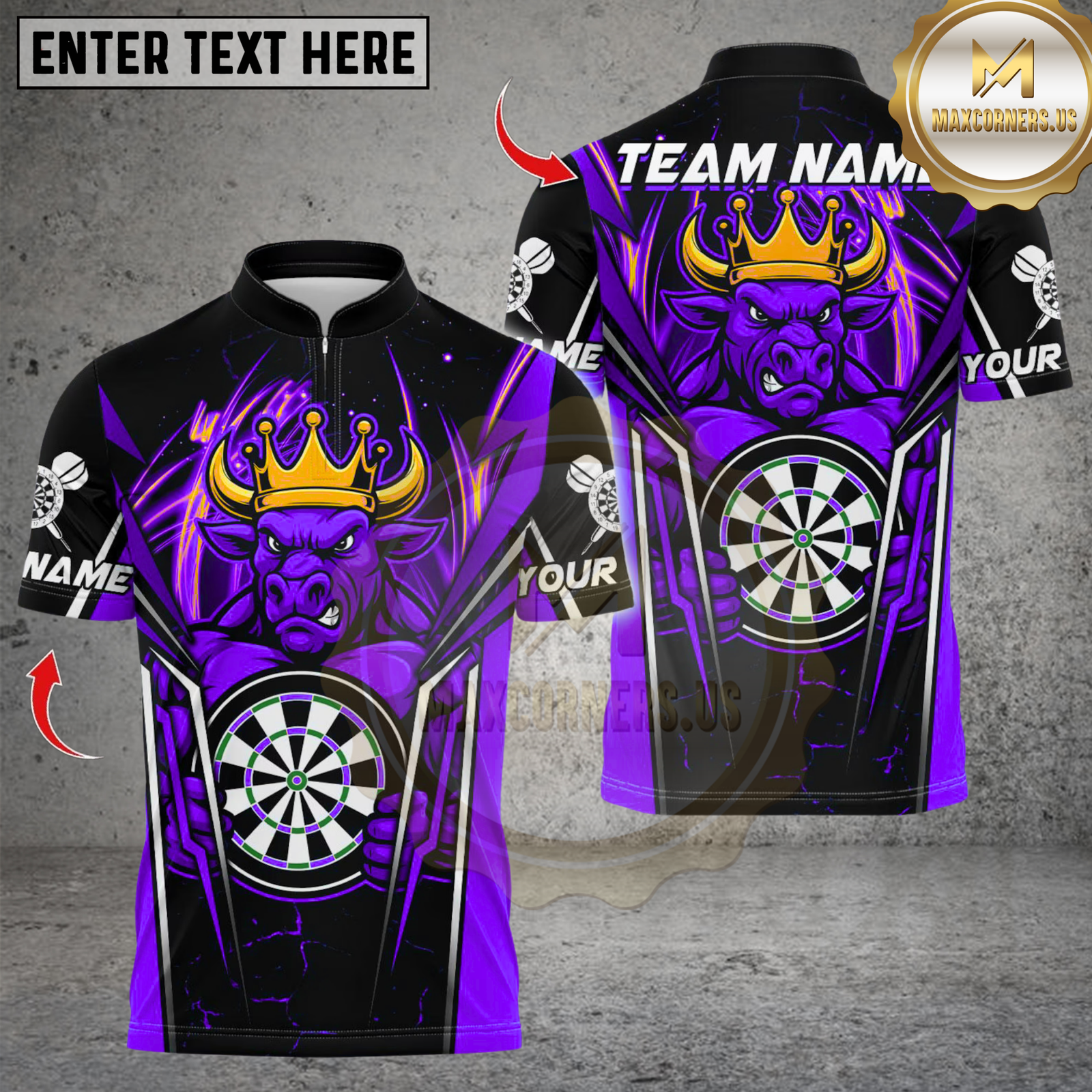 Blisscorners Fire Bull Darts Design Multicolor Customized Name, Team Name 3D Shirts