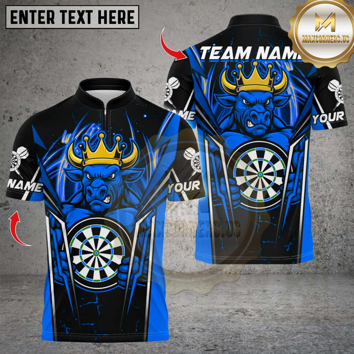 Blisscorners Fire Bull Darts Design Multicolor Customized Name, Team Name 3D Shirts