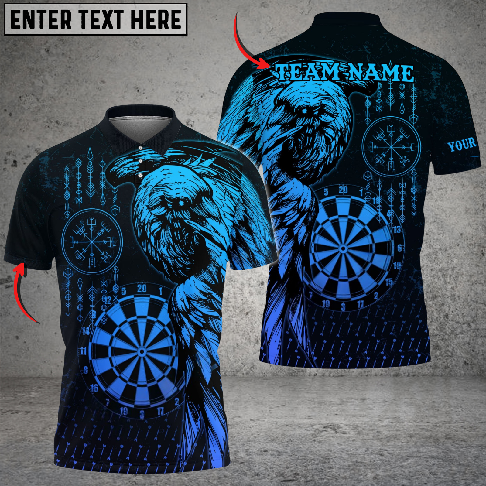 Blisscorners Darts Viking Raven Multicolor Customized Name, Team Name 3D Shirts