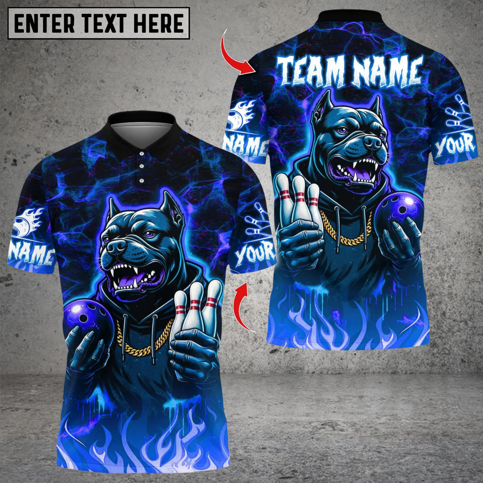 Blisscorners Bowling Hiphop Pitbull Multicolor Customized Name, Team Name 3D Shirt