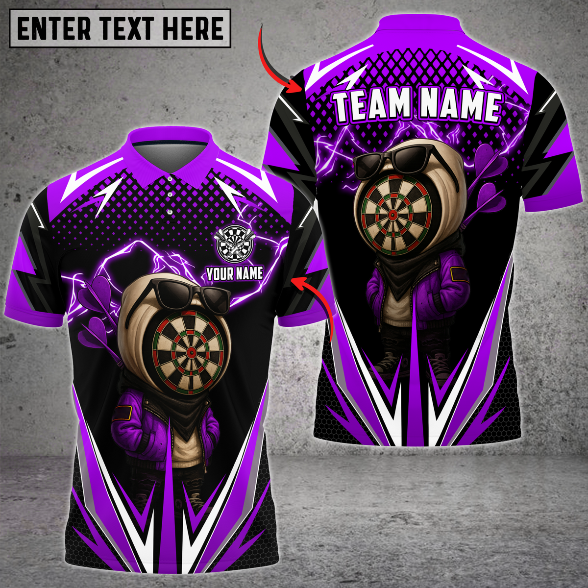 Blisscorners Darts Lightning Dartboard Character Multicolor Customized Name, Team Name 3D Shirts