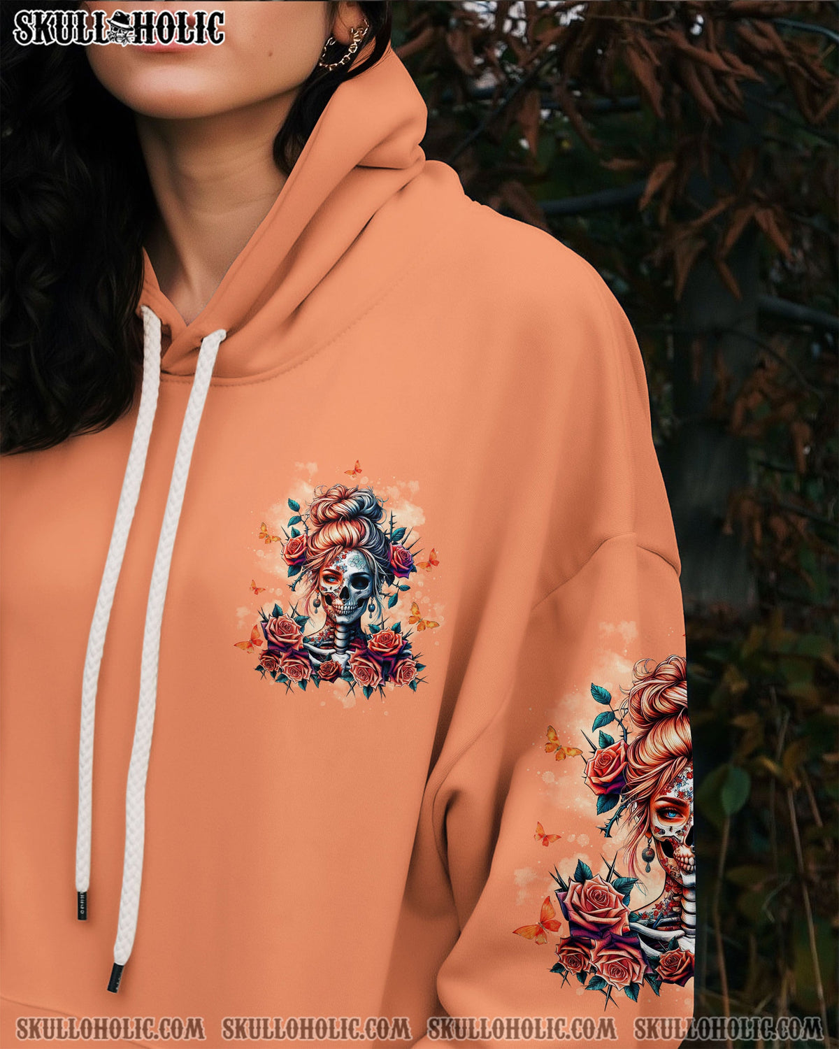 BLISSCORNERS HOLD MY HALO SKULL MESSY BUN ALL OVER PRINT