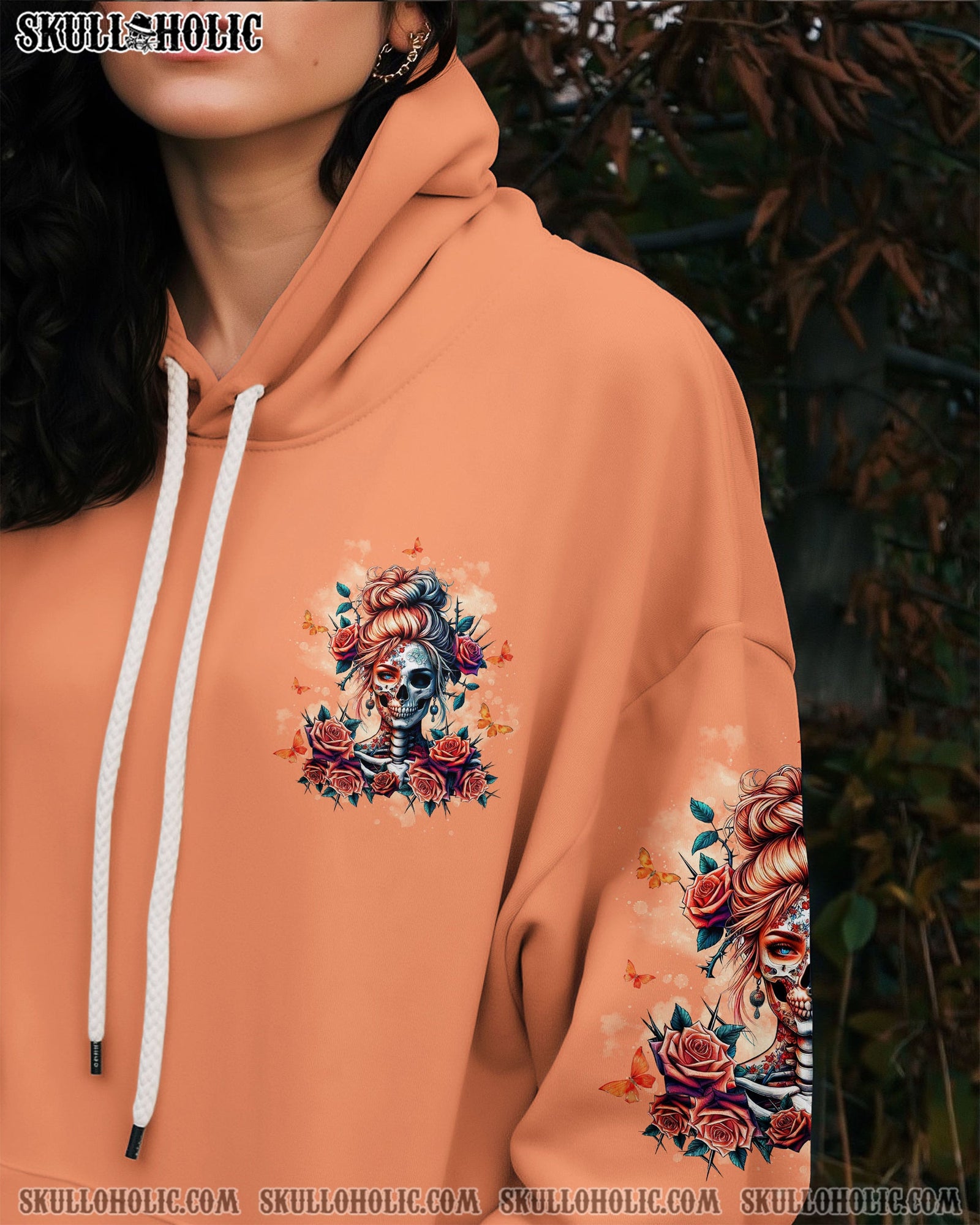 BLISSCORNERS HOLD MY HALO SKULL MESSY BUN ALL OVER PRINT
