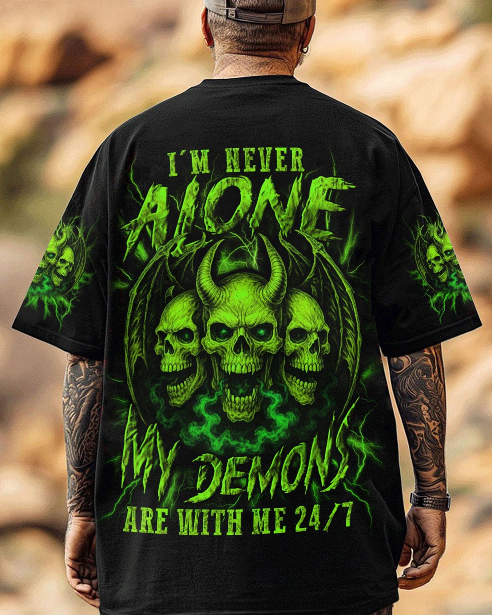 BLISSCORNERS I'M NEVER ALONE SKULL DEMON ALL OVER PRINT