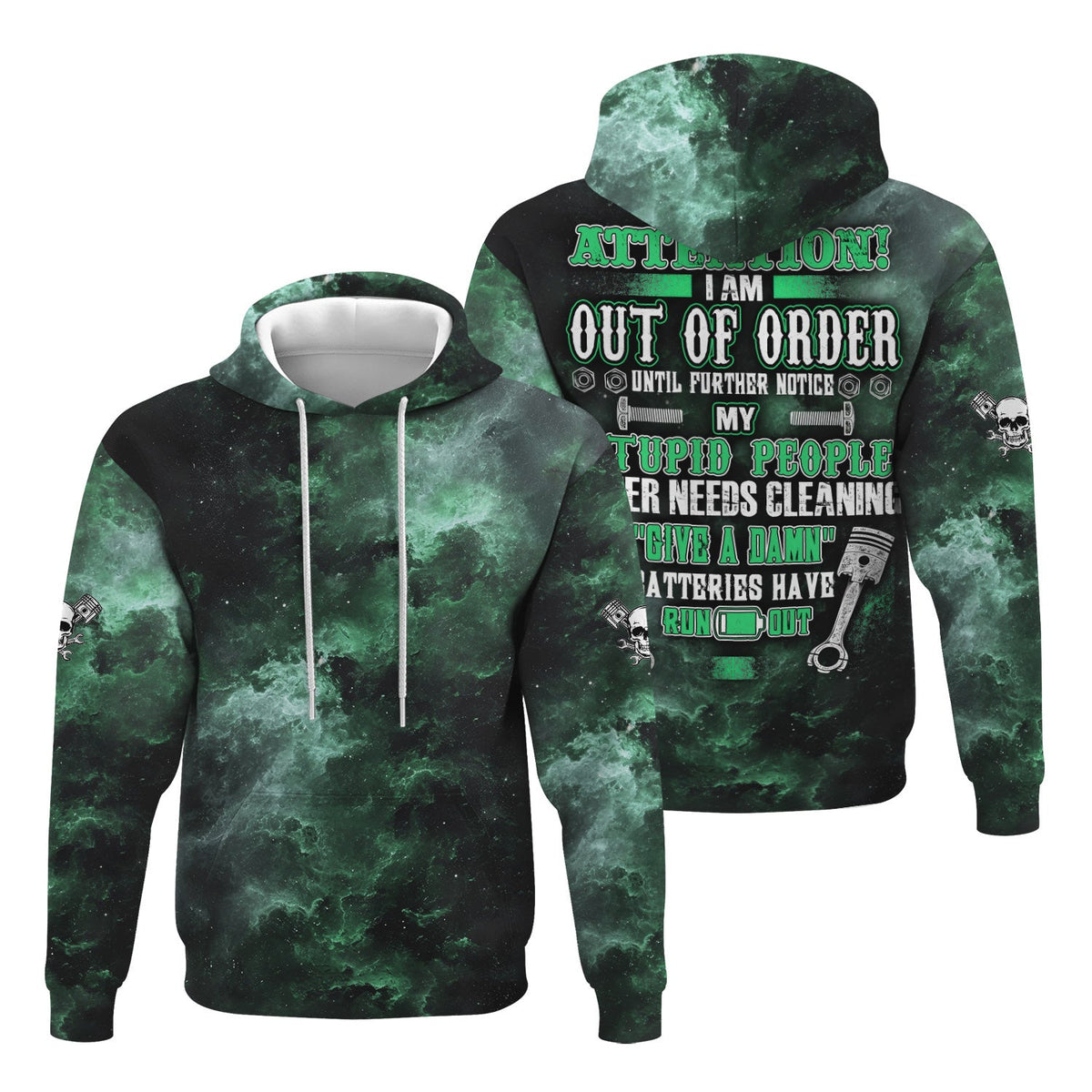 Blisscorners Attention Out of Order Funny Mechanic Shirt, Stupid People Cleaner Quote Graphic Shirt, Gift for Auto Enthusiasts & Mechanics