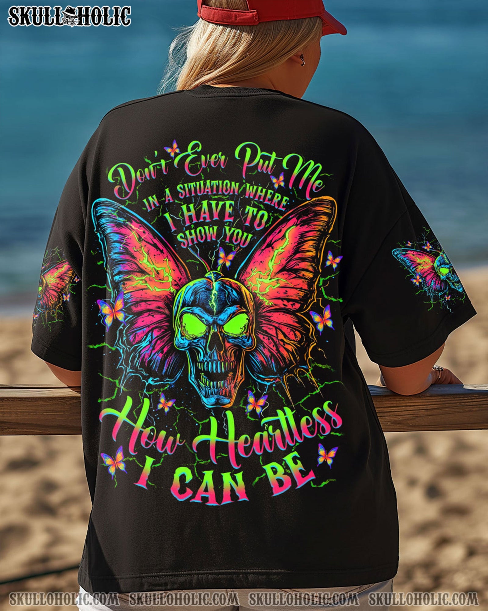 BLISSCORNERS HOW HEARTLESS I CAN BE SKULL BUTTERFLY ALL OVER PRINT
