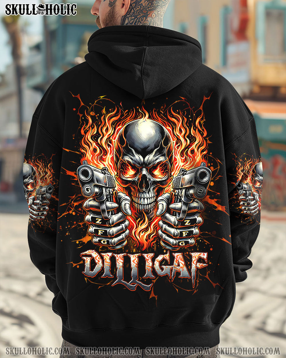 BLISSCORNERS DILLIGAF SKULL FIRE  ALL OVER PRINT