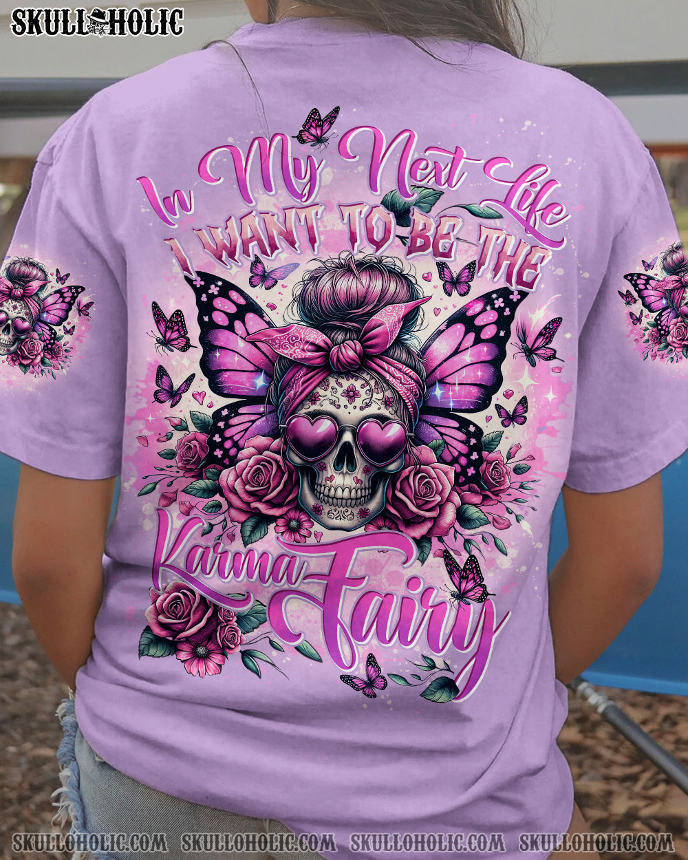 BLISSCORNERS BEFORE YOU DO ME WRONG MESSY BUN SKULL ALL OVER PRINT