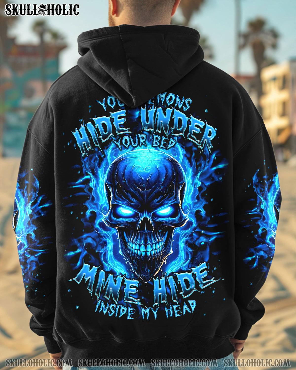 BLISSCORNERS YOUR DEMONS HIDE UNDER YOUR BED SKULL ALL OVER PRINT