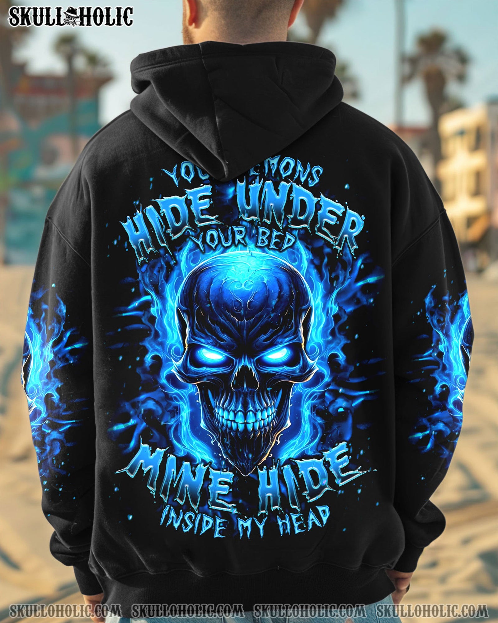 BLISSCORNERS YOUR DEMONS HIDE UNDER YOUR BED SKULL ALL OVER PRINT